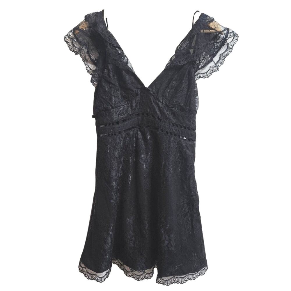 NWT House of Harlow x REVOLVE Whimsigoth Coquette Black Sheer Lace Mini Dress S